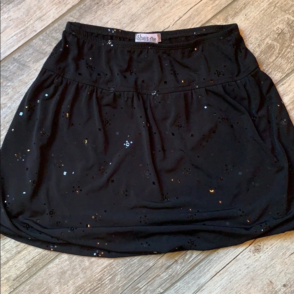 Girls Sz 8 Black Sequined Bubble Skirt